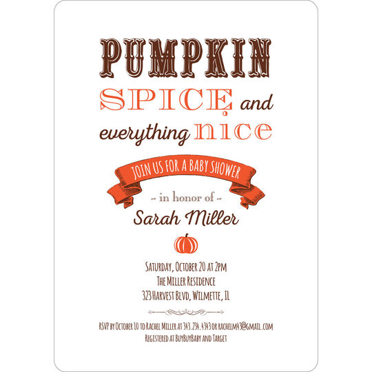 Pumpkin Spice Baby Shower Invitations